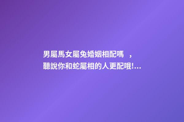 男屬馬女屬兔婚姻相配嗎，聽說你和蛇屬相的人更配哦!甜甜蜜蜜一生